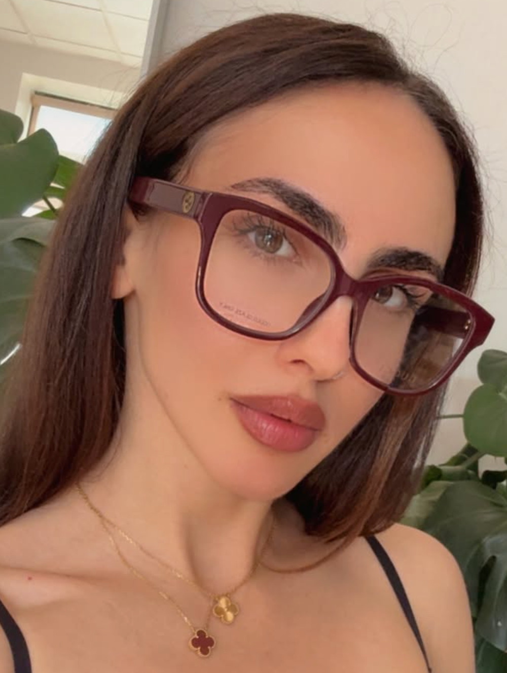 NEW Gucci GG1340O Burgundy Square Logo Eyeglasses Frames